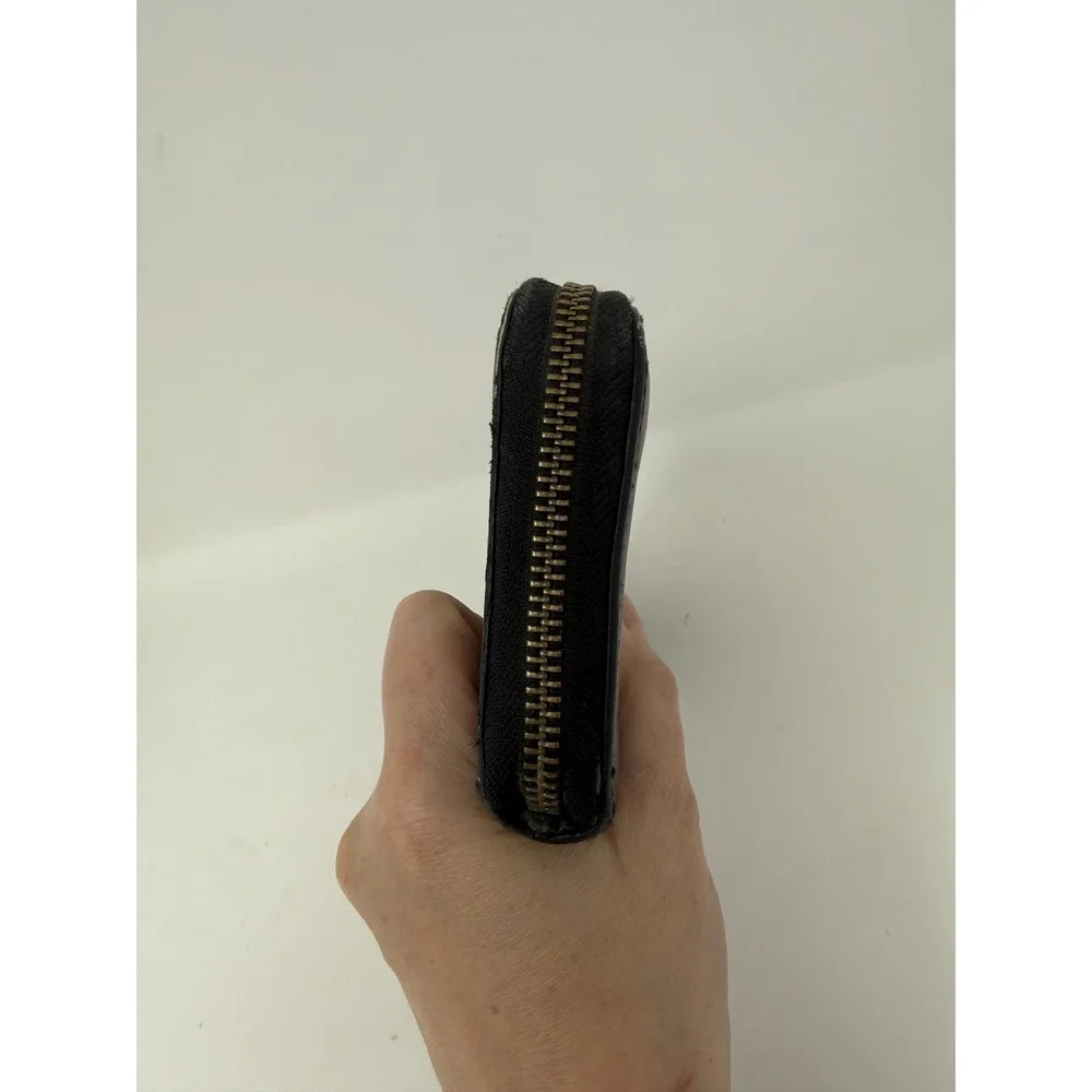 COACH Crocodile Embossed Leather Accordion Black Wallet 8 inches‎